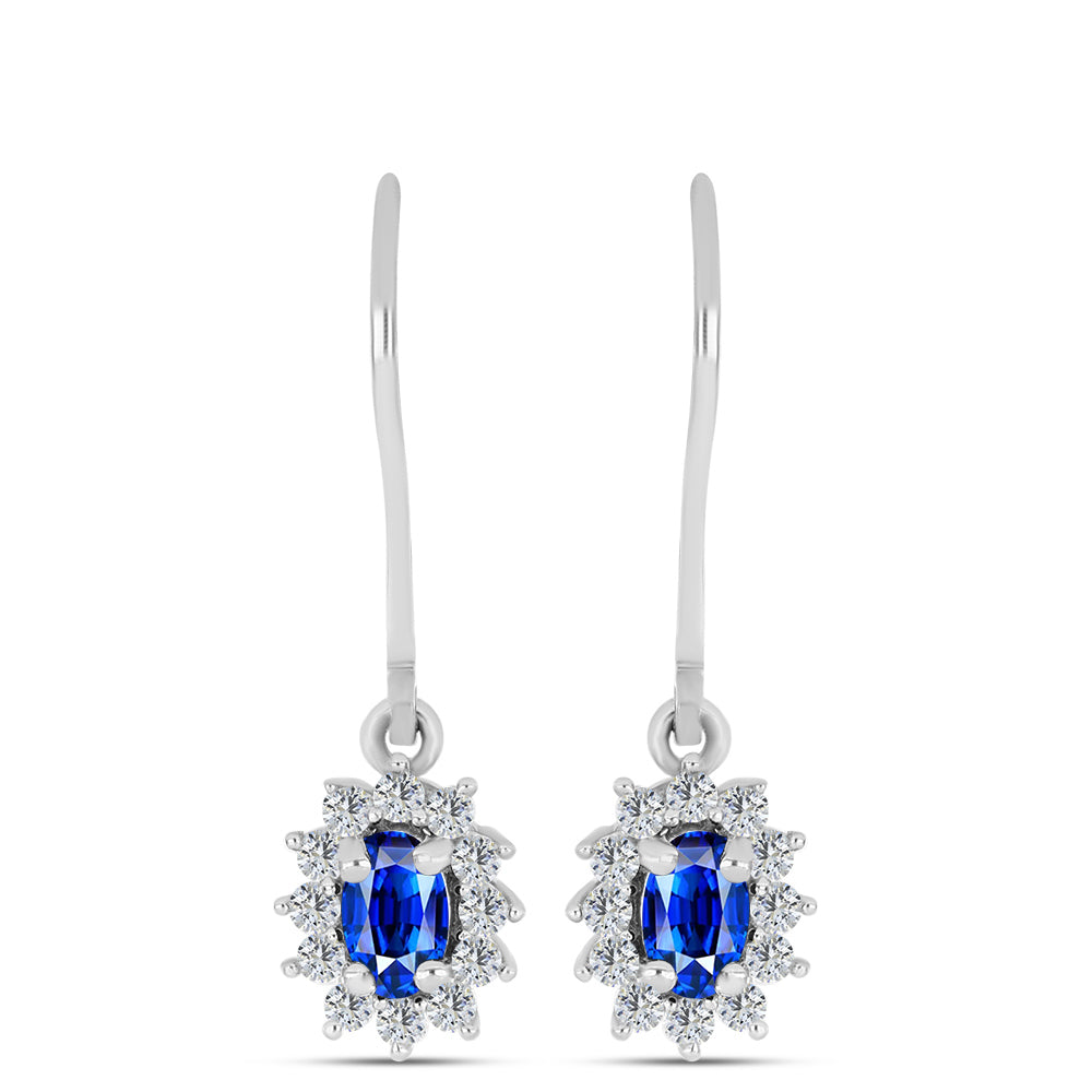 Conjunto de Prata com Safira Azul Australiana e Topázio Branco ( Brincos+Anel+Pendente )  Contraste: Cabeca de Veado (800)