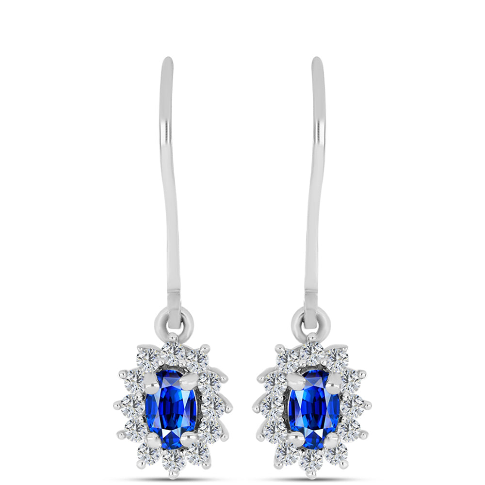 Conjunto de Prata com Safira Azul Australiana e Topázio Branco ( Brincos+Anel+Pendente )  Contraste: Cabeca de Veado (800) 20 