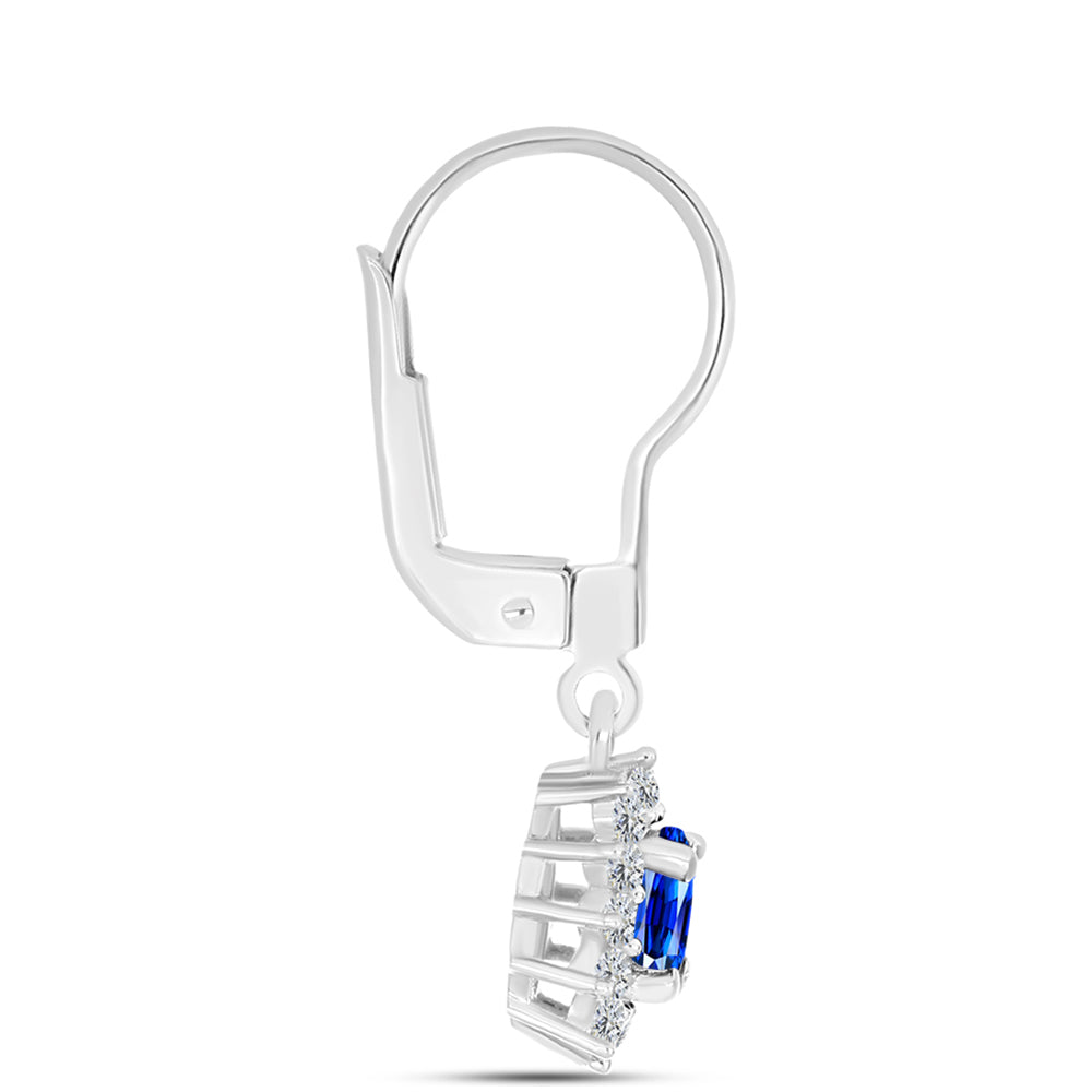 Conjunto de Prata com Safira Azul Australiana e Topázio Branco ( Brincos+Anel+Pendente )  Contraste: Cabeca de Veado (800) 21 