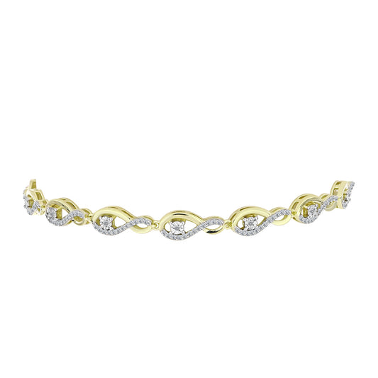 Pulseira de Prata com Banho de Ouro com Diamante Branco e Topázio Branco  Contraste: Cabeca de Veado (800)