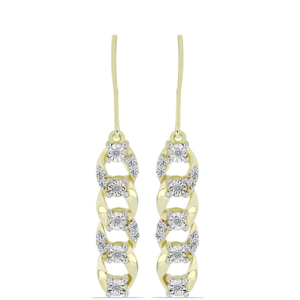 Brincos de Prata com Banho de Ouro com Diamante Branco e Topázio Branco