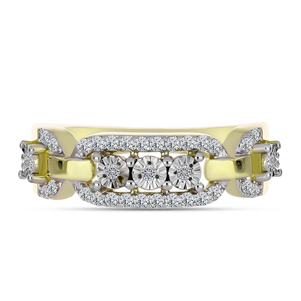 Anel de Prata com Banho de Ouro com Diamante Branco e Topázio Branco  Contraste: Cabeca de Veado (800) 1 