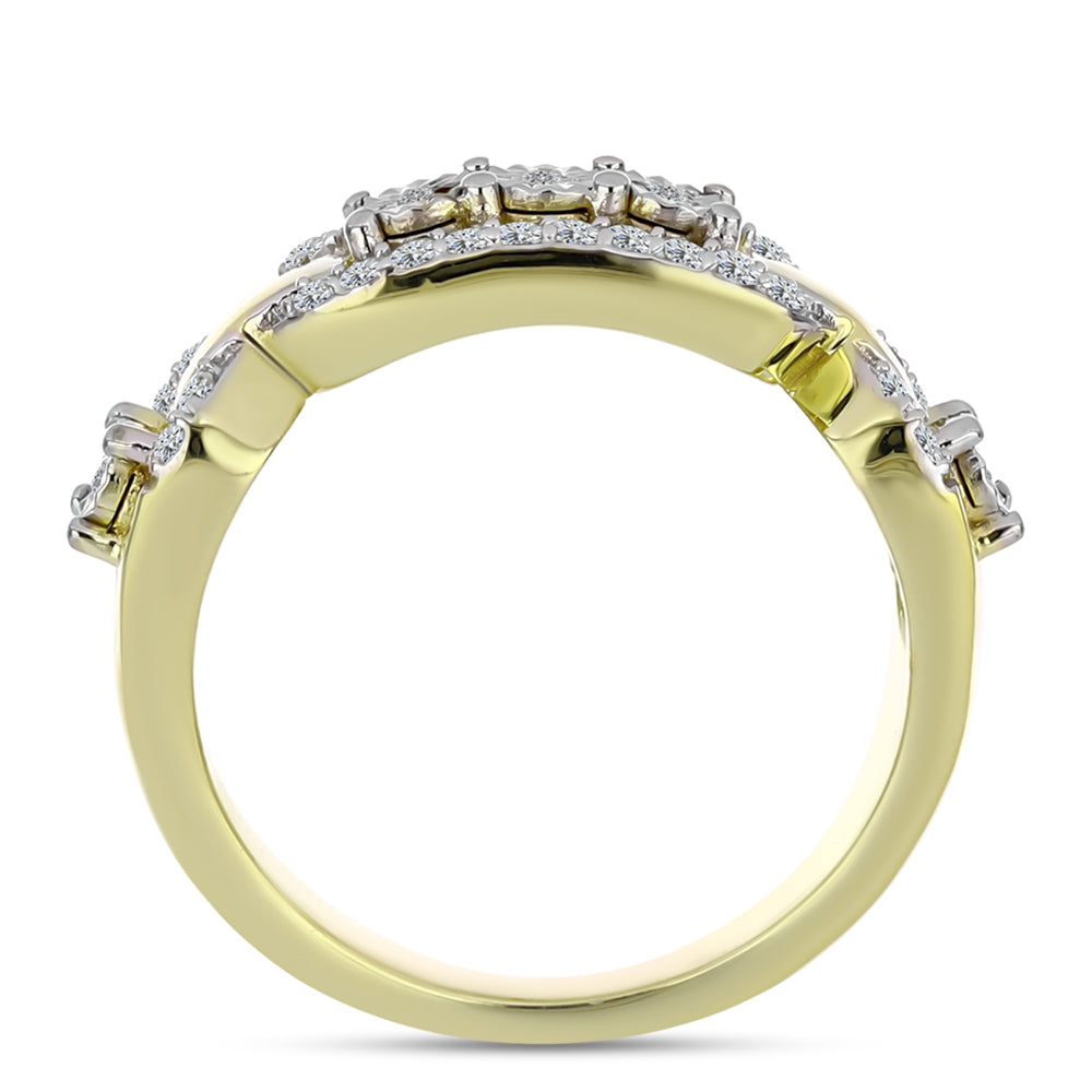 Anel de Prata com Banho de Ouro com Diamante Branco e Topázio Branco  Contraste: Cabeca de Veado (800)
