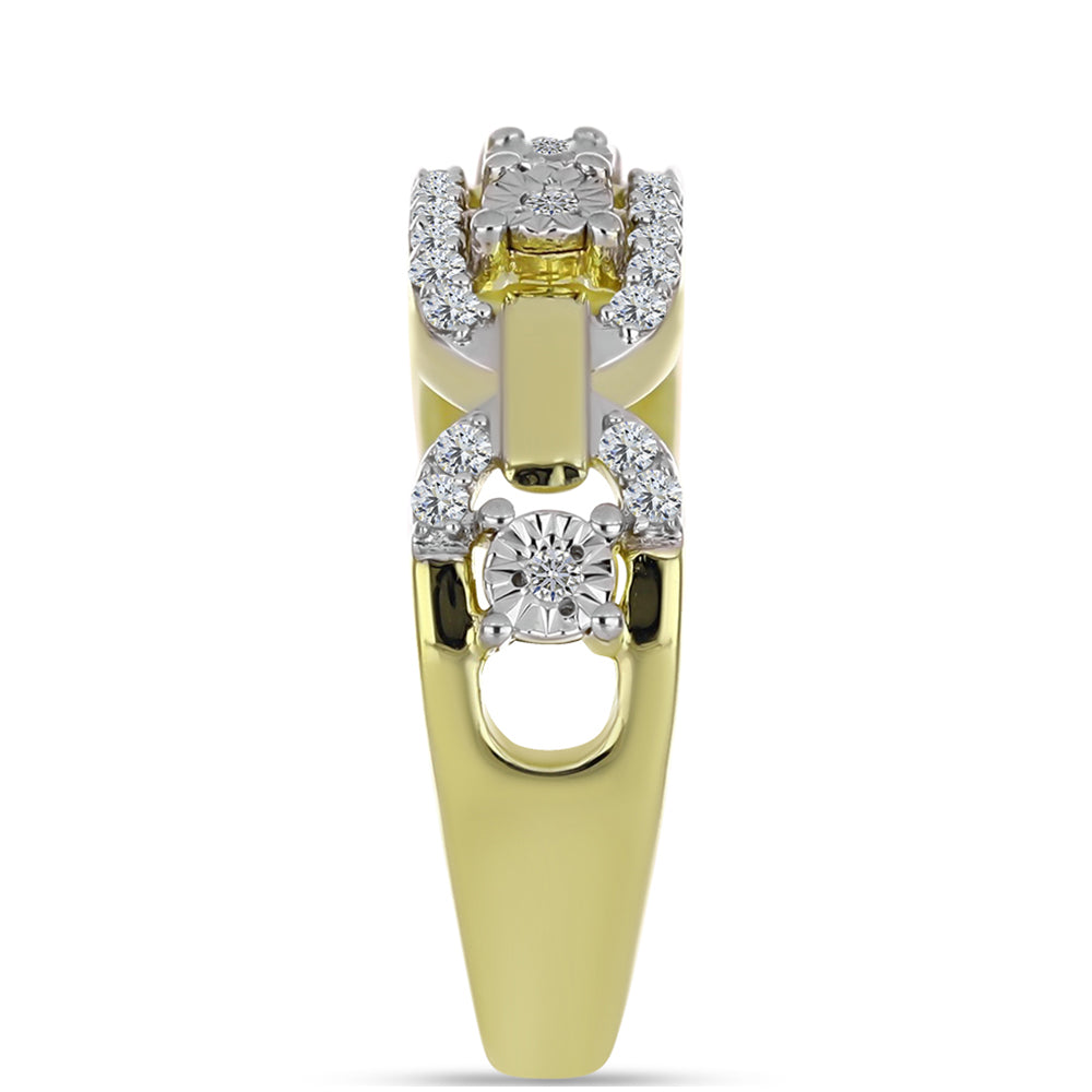 Anel de Prata com Banho de Ouro com Diamante Branco e Topázio Branco  Contraste: Cabeca de Veado (800) 8 
