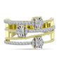 Anel de Prata com Banho de Ouro com Diamante Branco e Topázio Branco  Contraste: Cabeca de Veado (800)