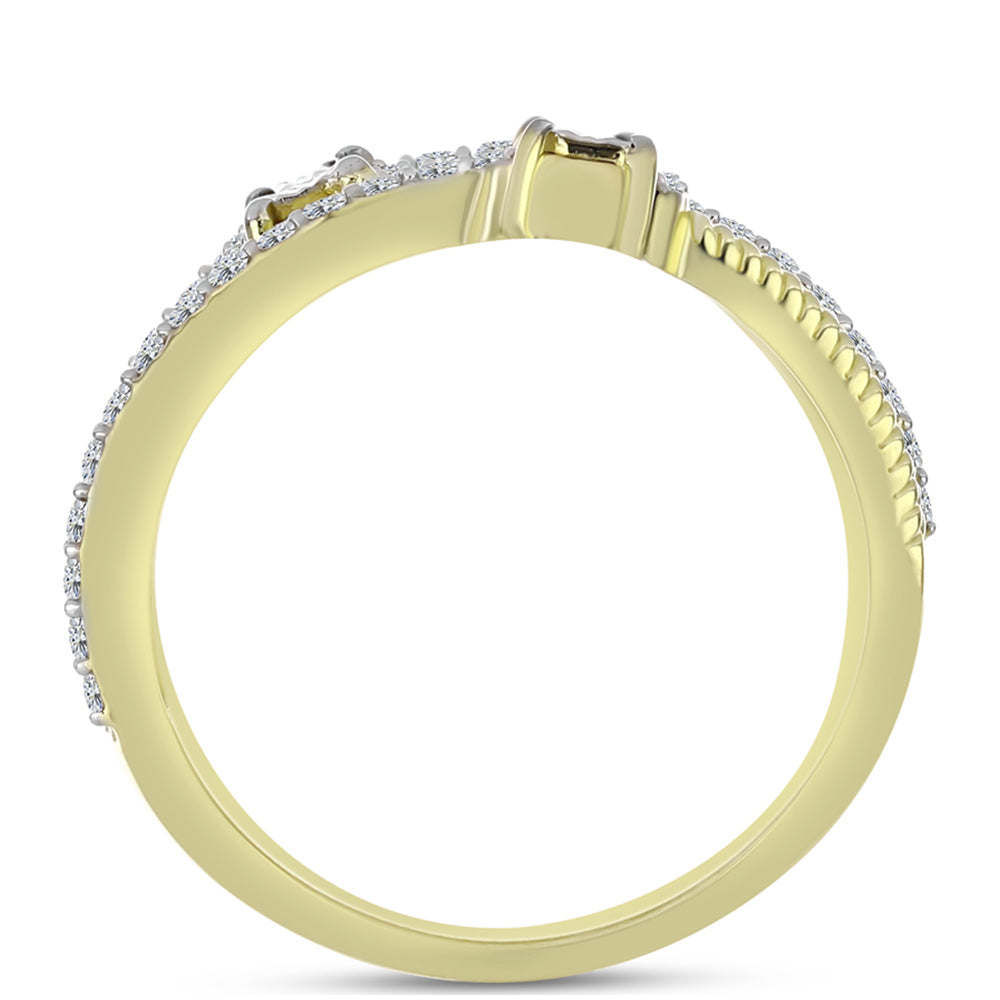 Anel de Prata com Banho de Ouro com Diamante Branco e Topázio Branco  Contraste: Cabeca de Veado (800) 2 