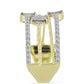 Anel de Prata com Banho de Ouro com Diamante Branco e Topázio Branco  Contraste: Cabeca de Veado (800)