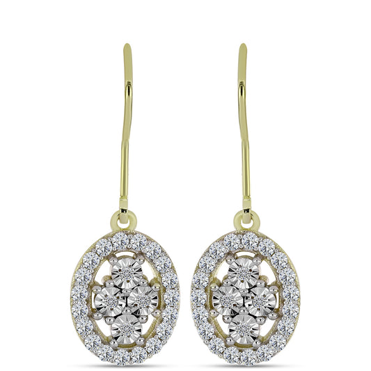 Brincos de Prata com Banho de Ouro com Diamante Branco e Topázio Branco