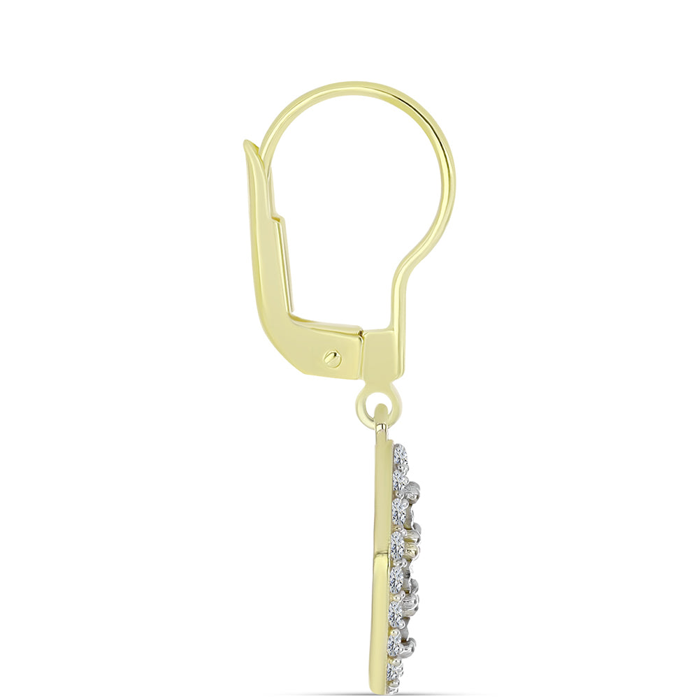 Brincos de Prata com Banho de Ouro com Diamante Branco e Topázio Branco 4 