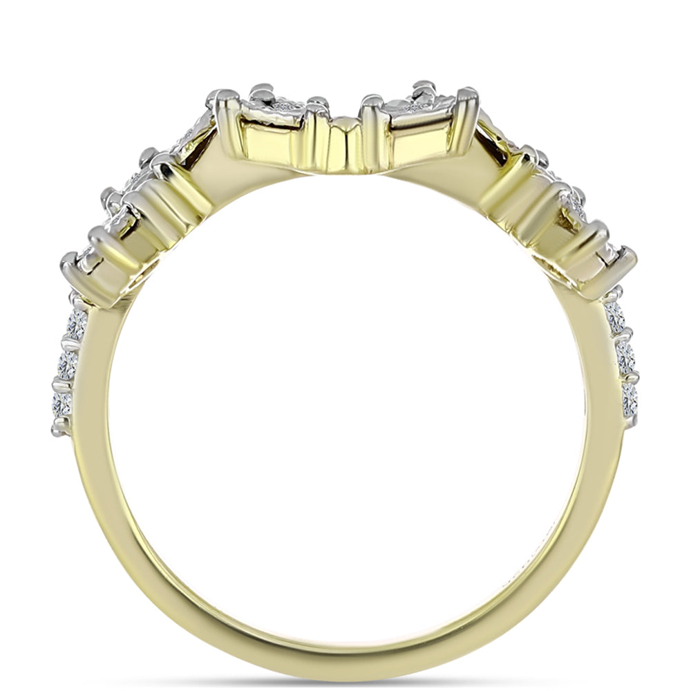 Anel de Prata com Banho de Ouro com Diamante Branco e Topázio Branco  Contraste: Cabeca de Veado (800)