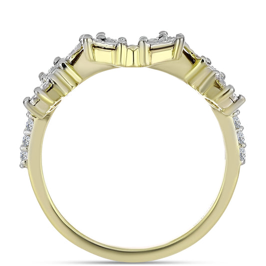 Anel de Prata com Banho de Ouro com Diamante Branco e Topázio Branco  Contraste: Cabeca de Veado (800)