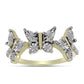 Anel de Prata com Banho de Ouro com Diamante Branco e Topázio Branco  Contraste: Cabeca de Veado (800)