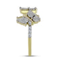 Anel de Prata com Banho de Ouro com Diamante Branco e Topázio Branco  Contraste: Cabeca de Veado (800)