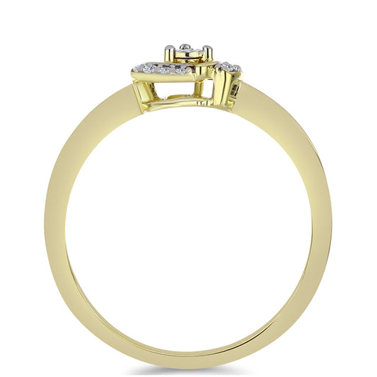 Anel de Prata com Banho de Ouro com Diamante Branco e Topázio Branco