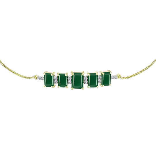 Pulseira de Prata com Banho de Ouro com Ágata Verde  Contraste: Cabeca de Veado (800)