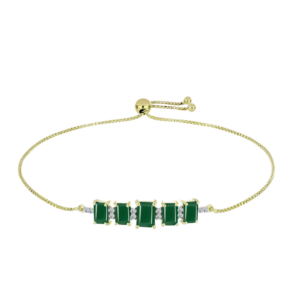 Pulseira de Prata com Banho de Ouro com Ágata Verde  Contraste: Cabeca de Veado (800)