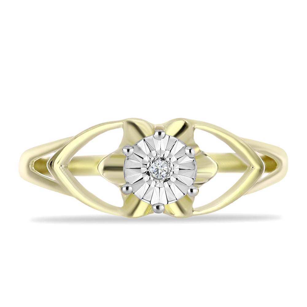 Anel de Prata com Banho de Ouro com Diamante Branco 1 