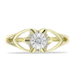Anel de Prata com Banho de Ouro com Diamante Branco