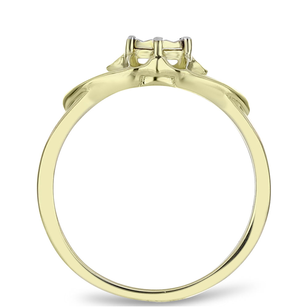 Anel de Prata com Banho de Ouro com Diamante Branco