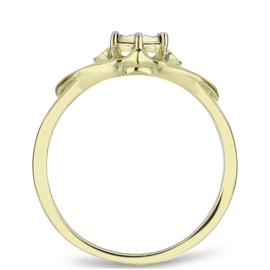 Anel de Prata com Banho de Ouro com Diamante Branco
