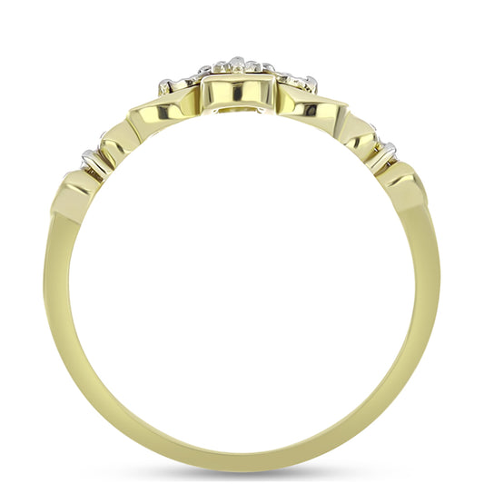 Anel de Prata com Banho de Ouro com Diamante Branco  Contraste: Cabeca de Veado (800)