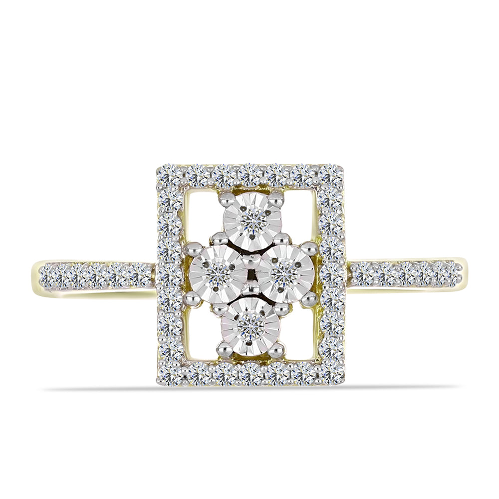 Anel de Prata com Banho de Ouro com Diamante Branco e Topázio Branco 1 