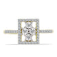 Anel de Prata com Banho de Ouro com Diamante Branco e Topázio Branco