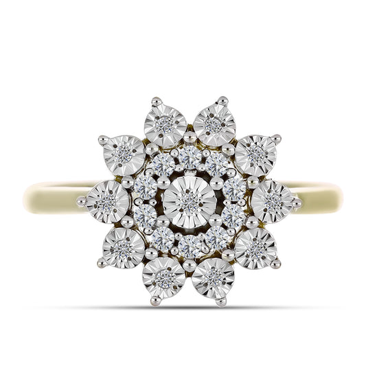 Anel de Prata com Banho de Ouro com Diamante Branco e Topázio Branco  Contraste: Cabeca de Veado (800)