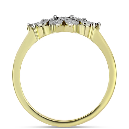 Anel de Prata com Banho de Ouro com Diamante Branco e Topázio Branco  Contraste: Cabeca de Veado (800)