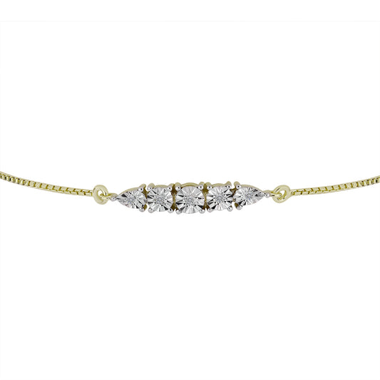 Pulseira de Prata com Banho de Ouro com Diamante Branco  Contraste: Cabeca de Veado (800)