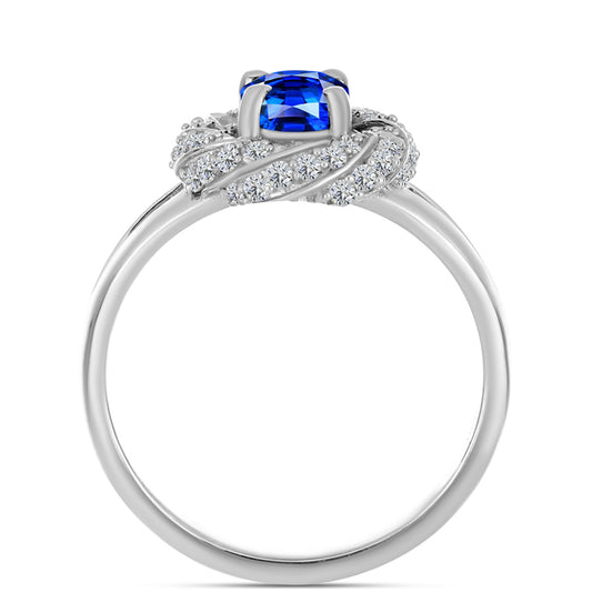 Anel de Prata com Safira Azul Australiana e Topázio Branco  Contraste: Cabeca de Veado (800)