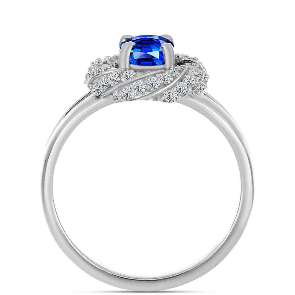 Anel de Prata com Safira Azul Australiana e Topázio Branco  Contraste: Cabeca de Veado (800)