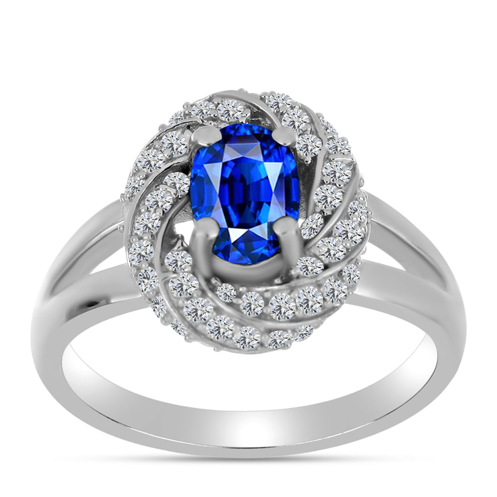 Anel de Prata com Safira Azul Australiana e Topázio Branco  Contraste: Cabeca de Veado (800) 3 