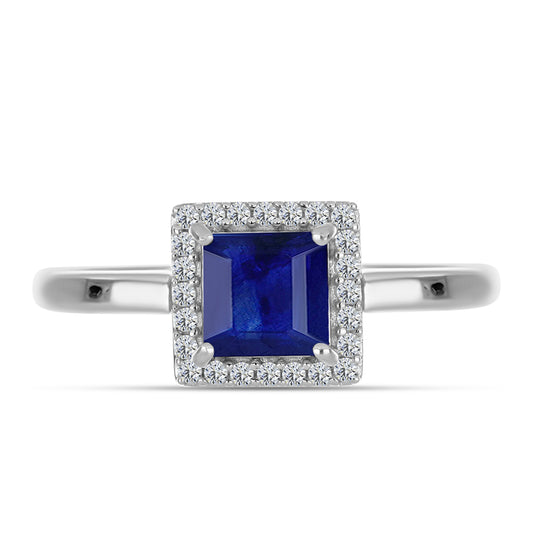 Anel de Prata com Safira Azul Australiana e Topázio Branco