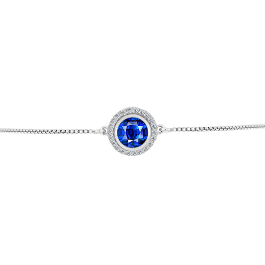 Pulseira de Prata com Safira Azul Australiana e Topázio Branco