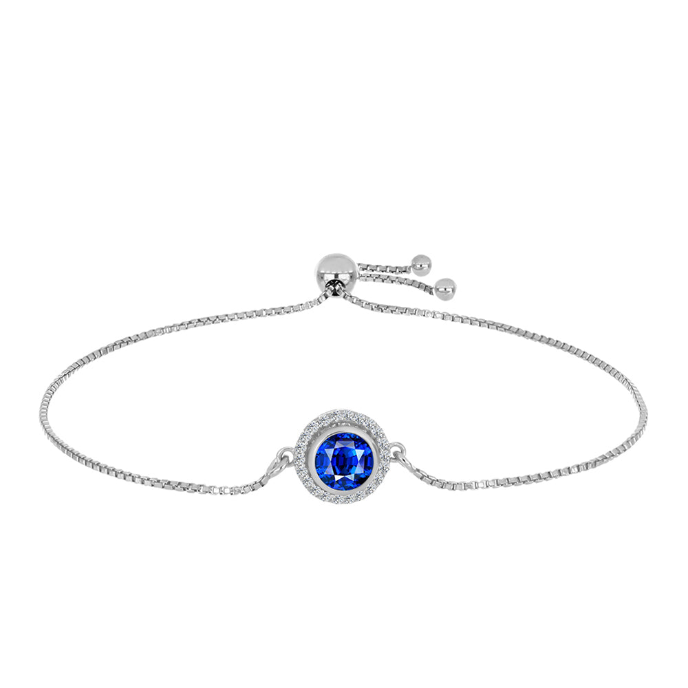 Pulseira de Prata com Safira Azul Australiana e Topázio Branco 1 