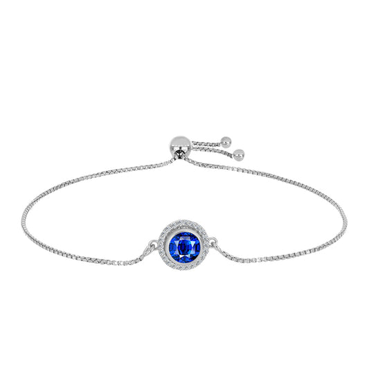 Pulseira de Prata com Safira Azul Australiana e Topázio Branco