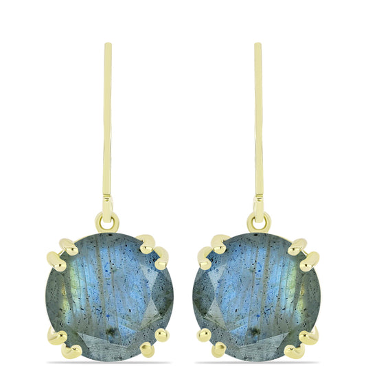 Brincos de Prata com Banho de Ouro com Labradorite