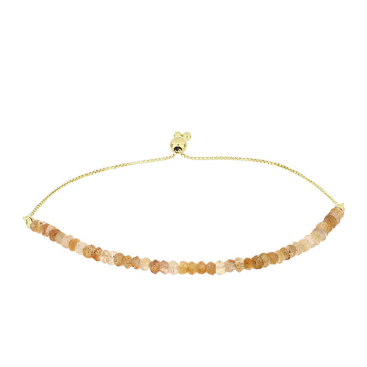 Pulseira de Prata com Banho de Ouro com Pedra do Sol de Oregon