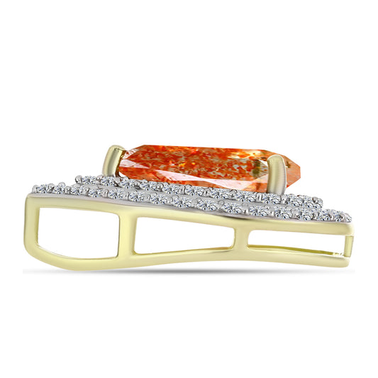 Pendente de Prata com Banho de Ouro com Pedra do Sol de Oregon e Topázio Branco