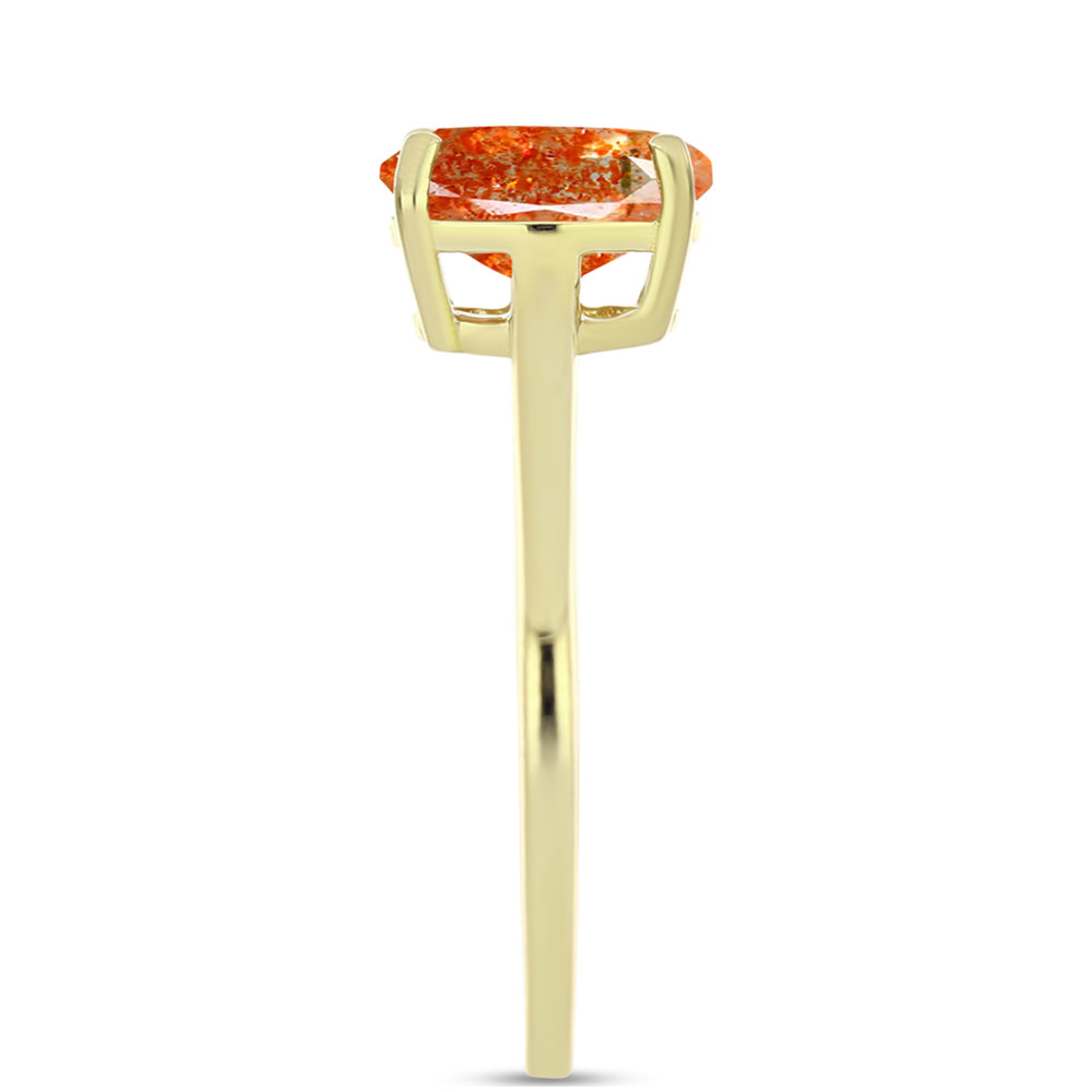 Anel de Prata com Banho de Ouro com Pedra do Sol de Oregon 4 