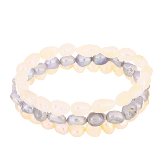 Conjunto com Pérola de Água Doce Cor Pêssego e Pérola Negra de Água Doce ( Pulseira )