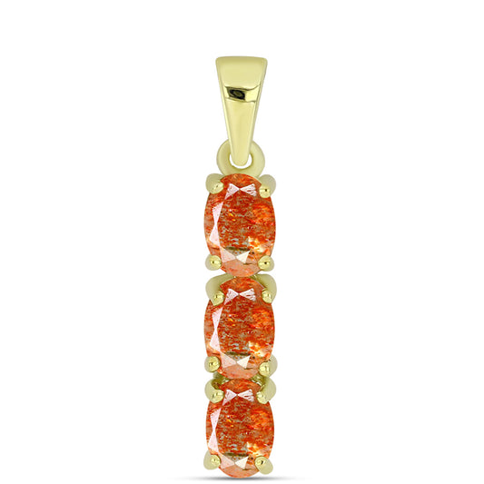 Pendente de Prata com Banho de Ouro com Pedra do Sol de Oregon