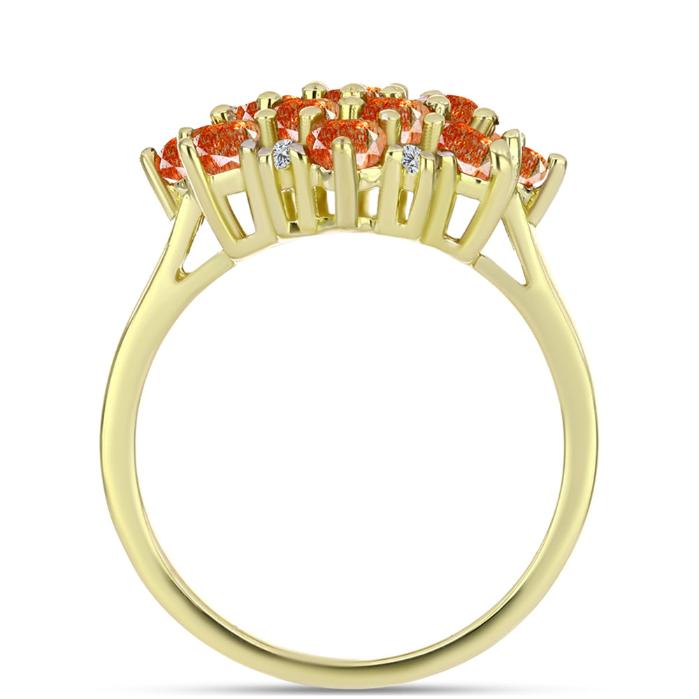 Anel de Prata com Banho de Ouro com Pedra do Sol de Oregon e Topázio Branco  Contraste: Cabeca de Veado (800) 2 