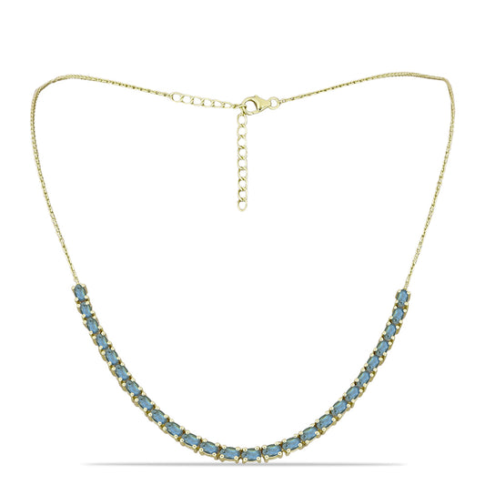 Colar de Prata com Banho de Ouro com Labradorite  Contraste: Cabeca de Veado (800)