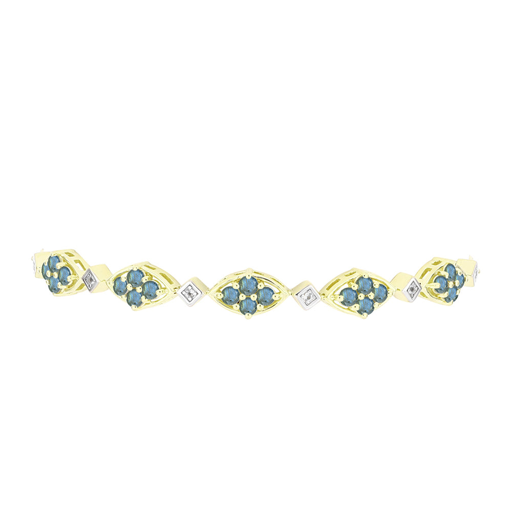 Pulseira de Prata com Banho de Ouro com Labradorite e Topázio Branco  Contraste: Cabeca de Veado (800) 2 