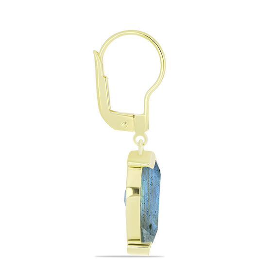 Brincos de Prata com Banho de Ouro com Labradorite