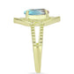Anel de Prata com Banho de Ouro com Labradorite  Contraste: Cabeca de Veado (800)