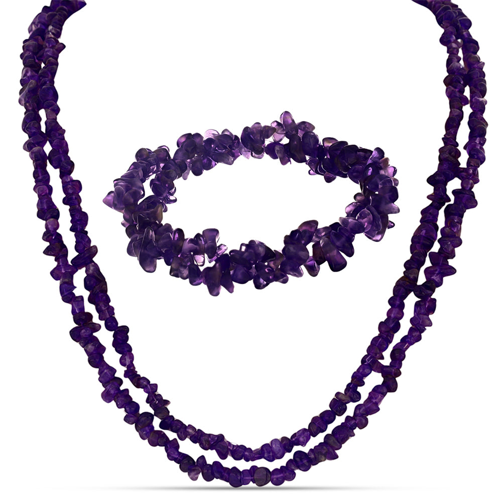 Conjunto com Ágata Roxa ( Colar+Pulseira ) 1 