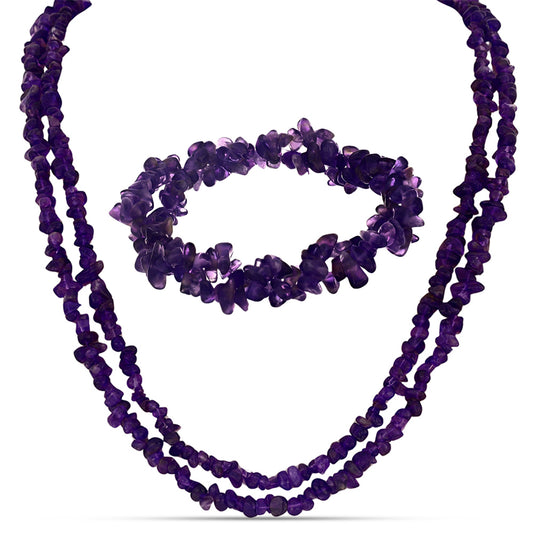 Conjunto com Ágata Roxa ( Colar+Pulseira )